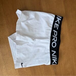 Nike White Compression Shorts with Black Waistband
